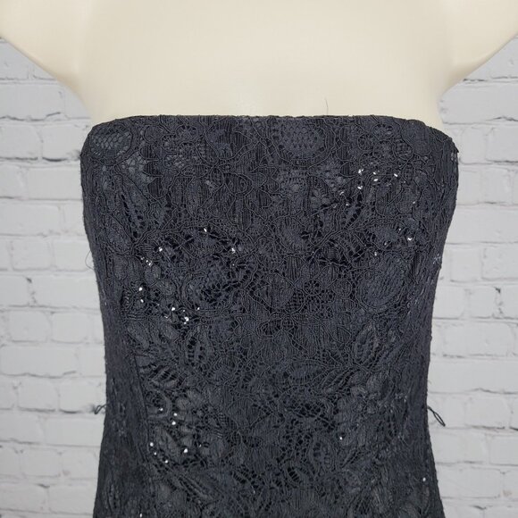 NWT White House Black Market Floral Sequin Lace Strapless Lined Short Dress 0 - Picture 5 of 11